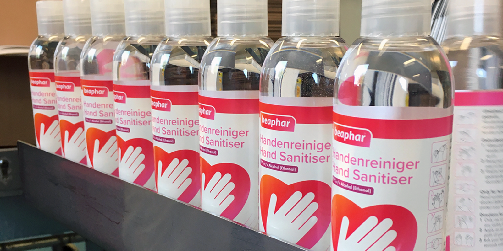 Beaphar sinclair hand sanitiser bottles