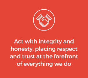 Act with integrity and honesty, placing respect and trust at the forefront of everything we do