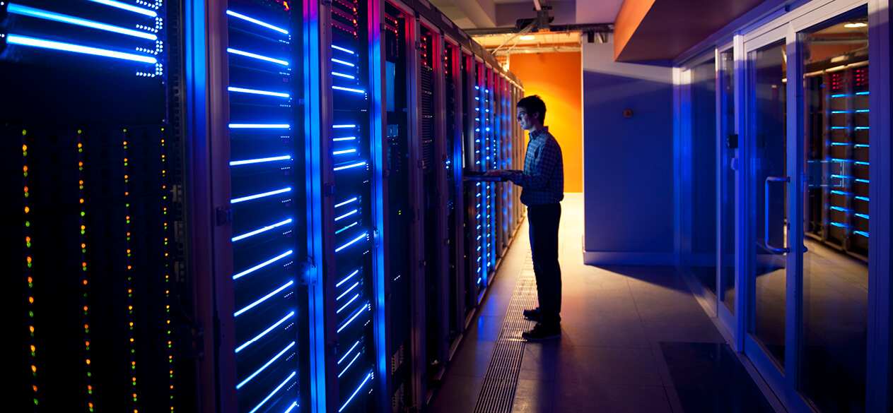 Person in server room