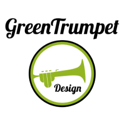 Green trumpet design square logo