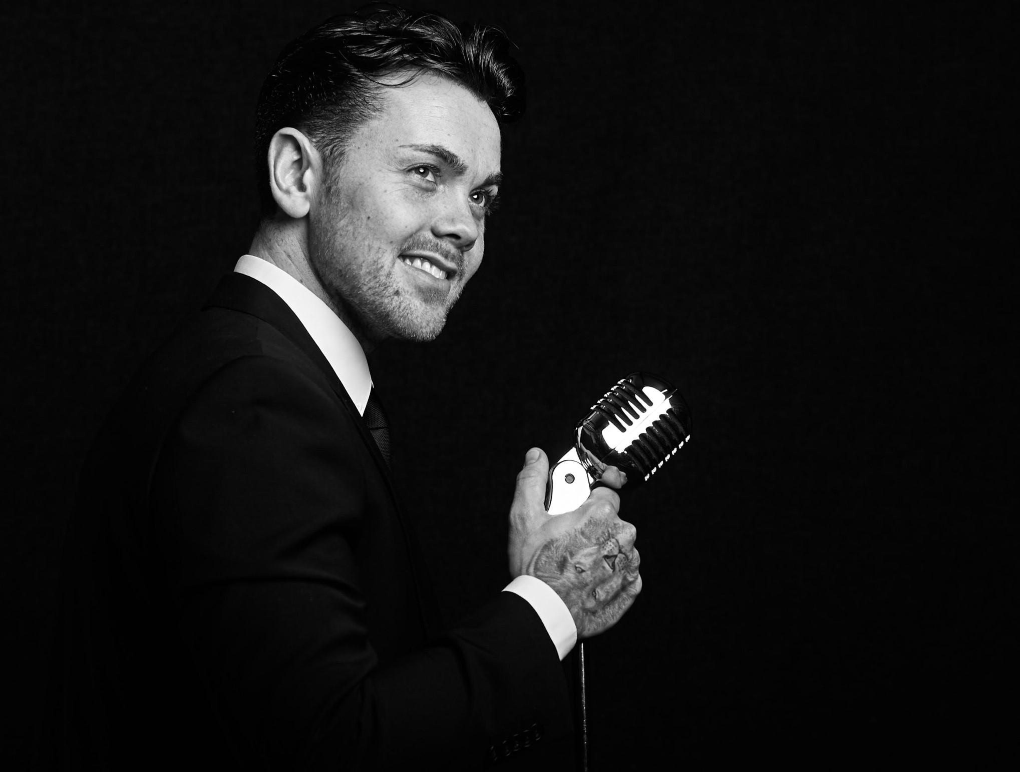 Singer with microphone