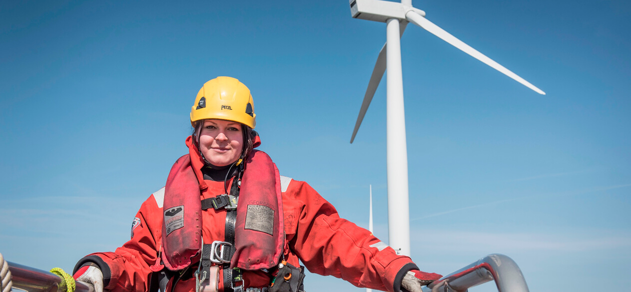 Worker at off shore wind farm
